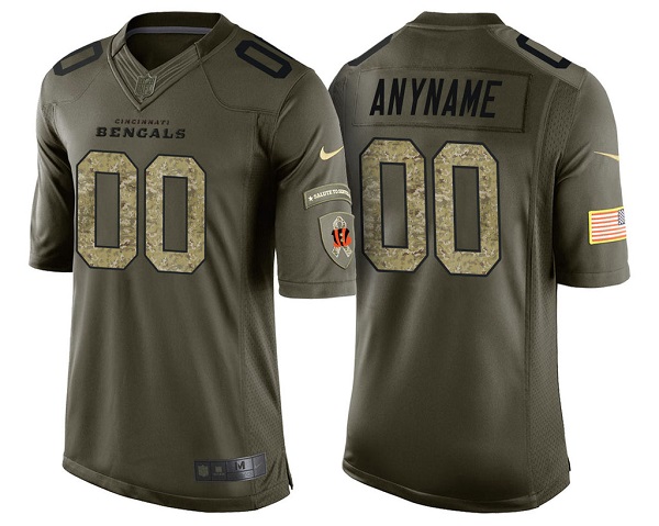 Men's Green Cincinnati Bengals Customized Camo Salute to Service Stitched Jersey